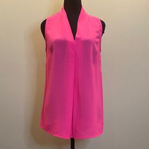 Bright pink V-neck sleeveless blouse